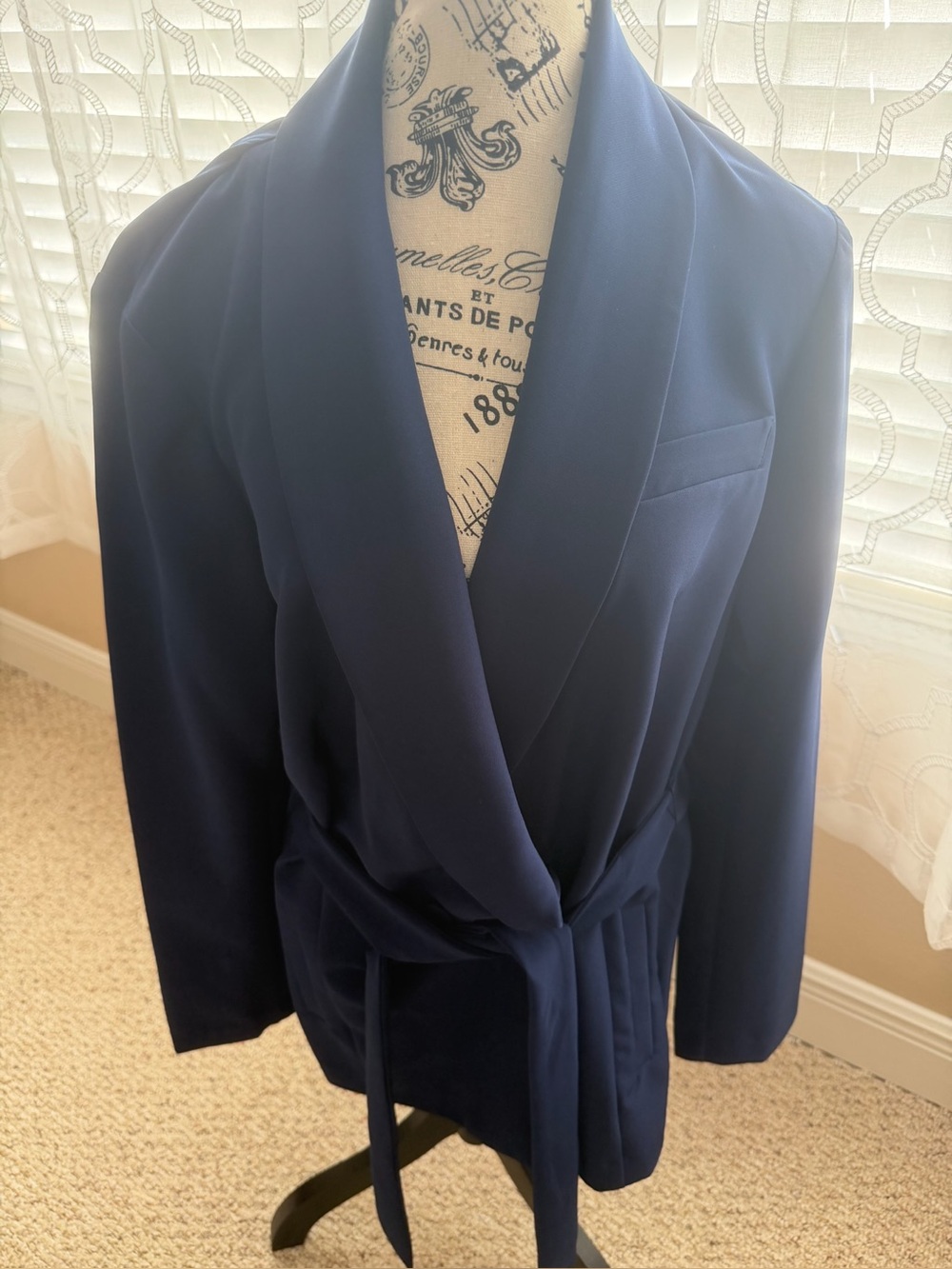 Laundry by Shelli Segal Women's Dark Blue Midnight Wrap Blazer Size 14